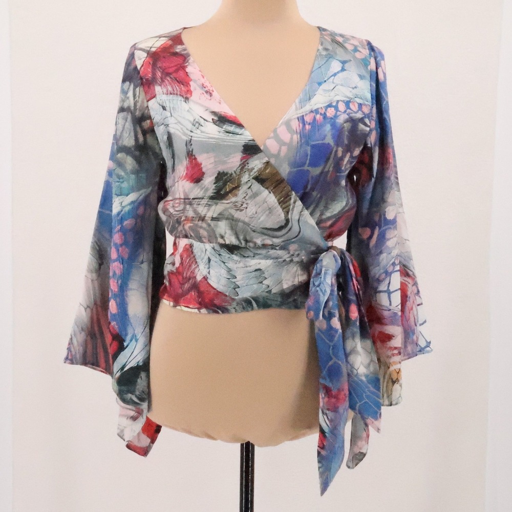 Anthropologie Leifsdottir Silk Wrap Top Womens Size 0 Boho Festival Artsy 2010s